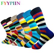 Men's socks 6 Pairs Of High-quality classic Socks Men Casual New Stripes Long Version Of Fashion Happy Clothes Cotton Socks