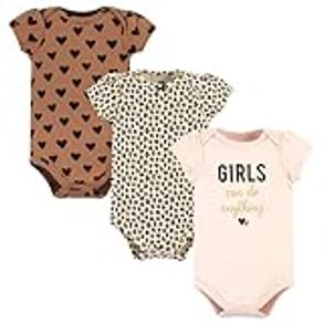 Hudson Baby Unisex Baby Cotton Bodysuits, Cinnamon Hearts, 12-18 Months, Cinnamon Hearts, 12-18 Months