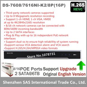 HIKVISION 4 CH CCTV System DS-7604NI-K1/4P with4POE Port 4K network NVR supports 5MP/8MP camera