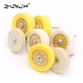 ZtDpLsd White Yellow Shape Handle Mirror Polishing Cotton T Style Polish Buffing Wheel Grinding Head Cloth Dremel Grinder Brush
