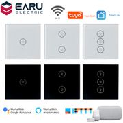 1 2 3 Gang WiFi Smart Timer Touch Switch Glass Panel Wall Light Switch Remote Control by TUYA Smart Life APP Alexa Google Home