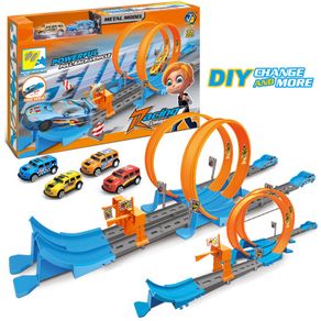 Hot Wheels Sky Crash Tower Track Set, 2.5+ ft High with Motorized Booster,  Orange Track & 1 Hot Wheels Vehicle, Race Multiple Cars, Gift for Kids 5 to