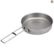 SNKE 750ml Ultralight Titanium Frypan with Foldable Handle Outdoor Camping Hiking Picnic Cooking Frying Pan