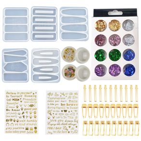 1 Set Crystal Epoxy Resin Mold Hair Clip Barrette Hairpin Casting Silicone Mould