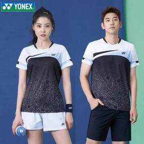 Yonex New style Badminton Shirts Short sleeved Korean Badminton Shirts for Men and Women Gradual Change Color Contrast T-shirts Quick drying and breathable 1909