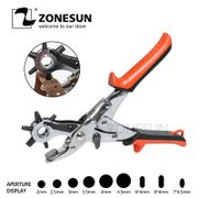 ZONESUN Leather Belt Hole Punch Plier Eyelet Puncher Revolve Sewing Machine Bag Setter Tool Watchband Strap Household