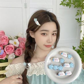 Cute Cartoon Cloud Star Hairclip Hair Rope Candy Colored Plastic Hairpin for Sweet Women Girls Makeup Wash Face Bangs Hairgrip