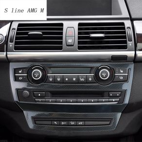 Car Styling Carbon Fiber for BMW e70 e71 X5 X6 Refit Auto Interior AC CD Control Decor Frame panel Decoration Cover Sticker Trim