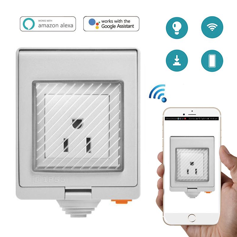 SONOFF S55 US WIFI Smart Power Socket Outdoor Plug IP55 Waterproof App  Control