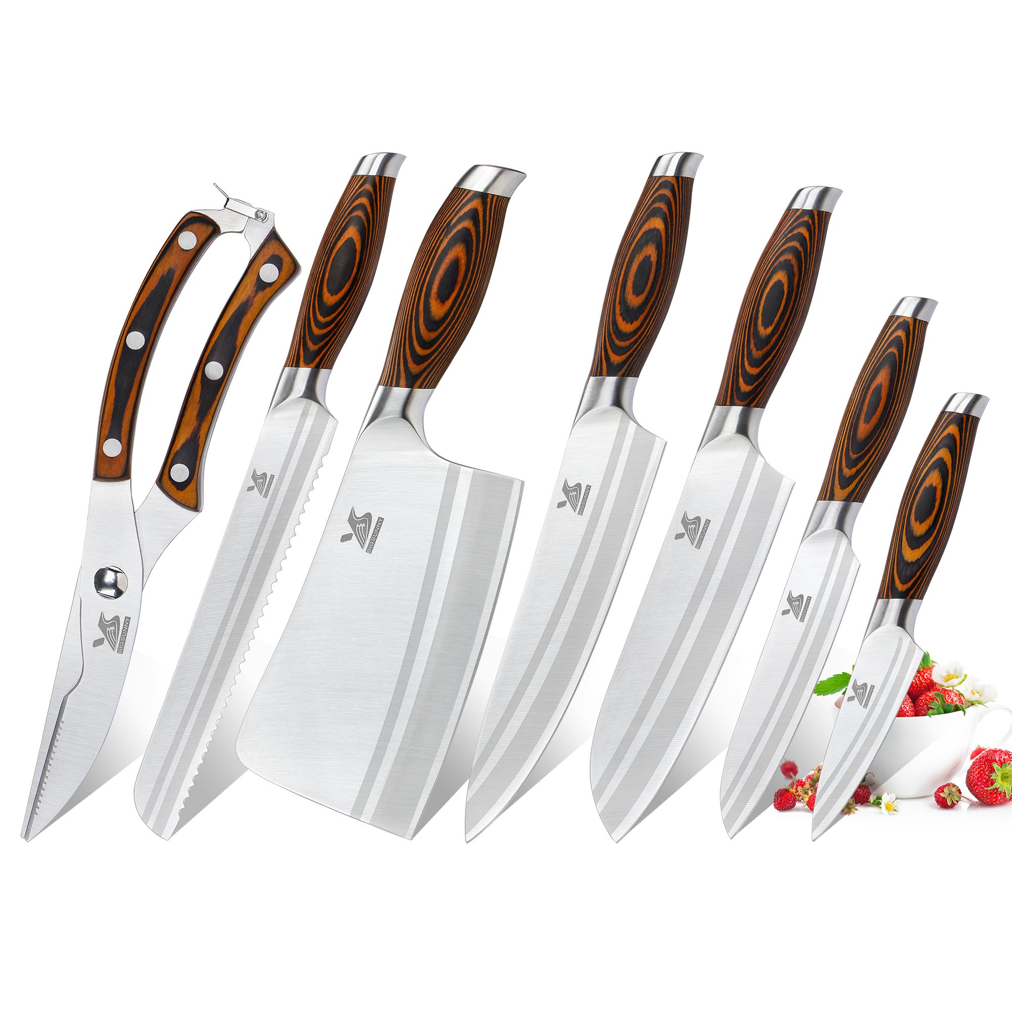 Homlly 17pc Stainless Steel Knife Set with Block, Anti-rusting Sharp  Serrated Steak Knives with Acrylic Stand