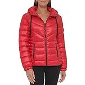 DKNY Women's Lightweight Packable Puffer Jacket, Ski Patrol, Large