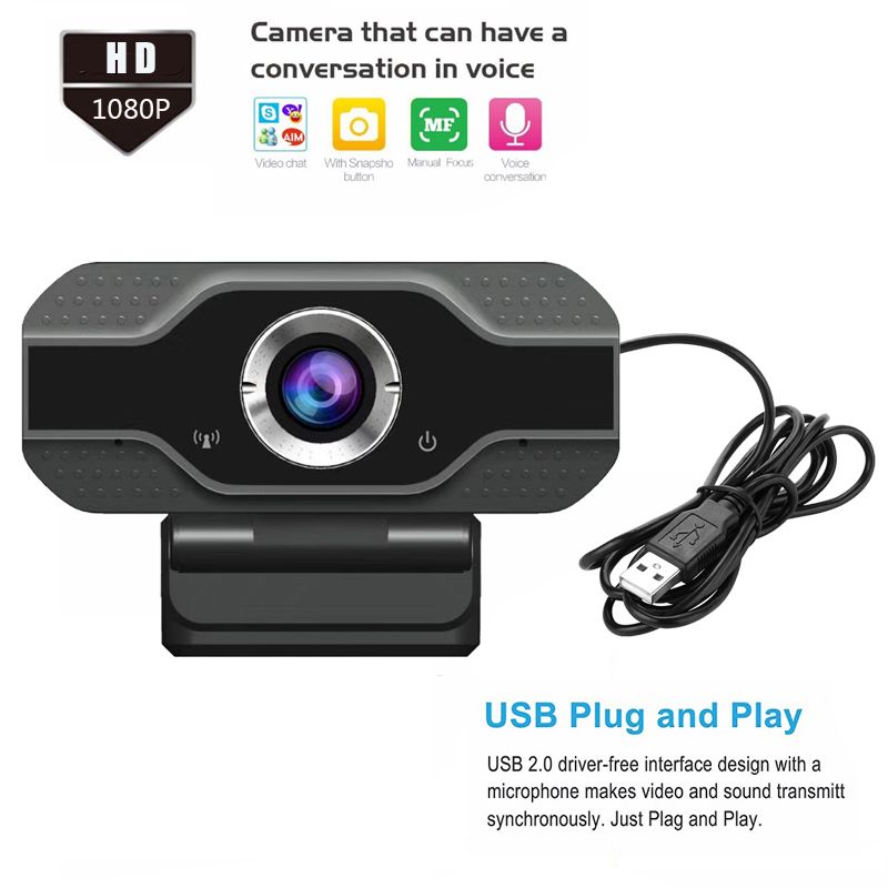 Shenzhitech Hd Webcam 1080p Web Camera Usb Pc Ordinateur Webcam Avec  Microphone Auto Focus Full Hd Caméra Vidéo Webcam Pour Pc Portable Bureau  (1080p)