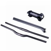 NO LOGO Mountain Bike Handlebar Sets 3k matte Carbon Fibre Bicycle Handlebars + Seatpost + Stem Cycling MTB Parts