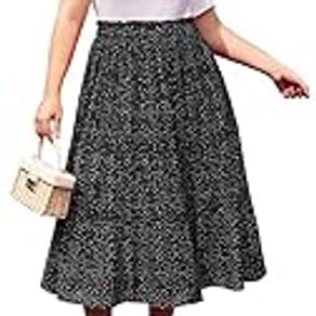 IN'VOLAND Womens High Waisted Polka Dot Skirt Plus Size Elegant