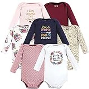 Hudson Baby Unisex Baby Cotton Long-Sleeve Bodysuits, Girls World 7-Pack, 0-3 Months, Girls World 7-pack, 0-3 Months