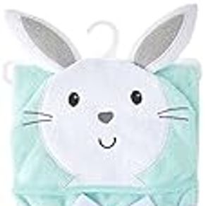 Hudson Baby Unisex Baby Cotton Animal Face Hooded Towel, Mint Bunny, One Size