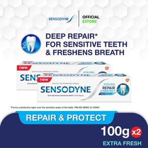 SENSODYNE Toothpaste, Repair and Protect, Deep Repair, Lasting & Daily Sensitivity Protection, Extra Fresh,100g [2 Pack]