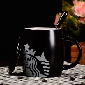 Starbucks Ceramic Cup with Cover and Spoon