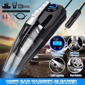 4-in-1 Car Handheld Vacuum Cleaner With Digital Tire Inflator Pump Pressure Gauge LED Light Vacuum Cleaner For Household And Car