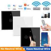 1/2/3/4 Gang Tuya Wifi Smart Switch 433MHZ Touch Switch APP Remote Control Home Wall Light Switch Work with Alexa Google Home