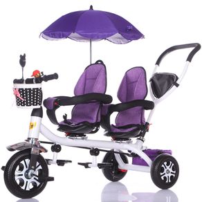 Anti UV Sunshade Twins Baby Stroller Double Tricycle Trolley Rotating Swivel Seat Prams Two Baby Carriage Double Baby Stroller