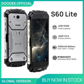 DOOGEE S60 Lite IP68 Wireless Charge Smartphone 5580mAh 12V2A Quick Charge 16.0MP 5.2'' FHD MTK6750T Octa Core 4GB RAM 32GB ROM