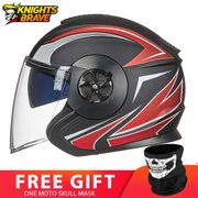 GXT Motorcycle Helmet Open Face Dual Lens Visors Casco Moto Electric Bicycle Helmet Men Women Scooter Motorbike Helmet Black