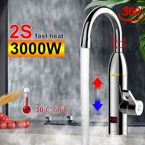 220V 3000W Kitchen Instant Heating Faucet Heater Hot Cold Dual-Use Tankless Water Quickly Heating Tap Shower with LED Display