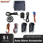 OkeyTech Auto Car Alarm Accessories Car SUV Keyless Entry Engine Start Alarm System Push Button Remote Starter Stop With 2 Keys