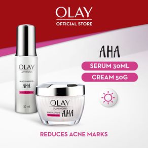 [Bundle of 2] Olay Luminous Niacinamide + AHA Face Cream Moisturizer 50g + Super Serum 30ml