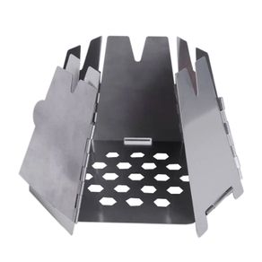 Outdoor Camping Stove Mini Folding Hexagon Wood Stove Stainlesss Steel Portable Furnace Cooking Survival Bbq Picnic Burners