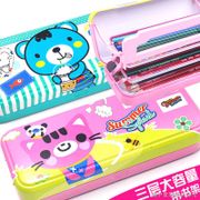 Primary School Students Multi-Layer Stationery Box Men Women Young Children Multifunctional Pencil Case Korean Version Cute Large Capacity Cartoon