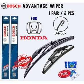 For HONDA Car~ 2 Pcs/Set BOSCH Advantage Wiper U Hook Type (Beli Wiper Percuma 10pcs Windshield Cleaner Tablet)