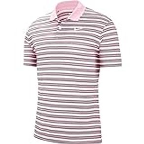 Nike Men's Dri-fit Victory Stripe Polo, Pink Foam/Dust/White, X-Large