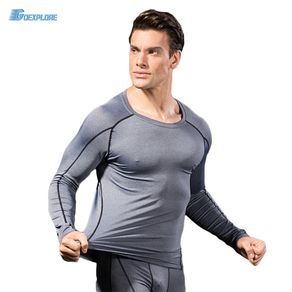 Goexplore Running Shirt Men T-shirt Long Sleeve Compression Exercise Gym T Shirt Fitness Quick dry Breathable Sport Shirt Male