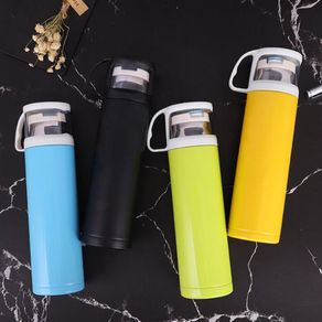New Transparent Cover Stainless Steel Thermos Cup Fashion Office Straight Cup Outdoor Portable Water Cup
