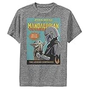STAR WARS Mandalorian Hello Friend Poster Boys Short Sleeve Tee Shirt, Charcoal Heather
