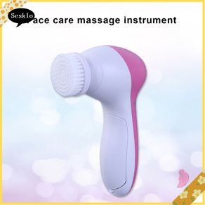 [SK] Facial Cleansing Brush Smooth Skin 5 In 1 Daily Supplies Face Scrubber with 5 Brush Heads for Salon