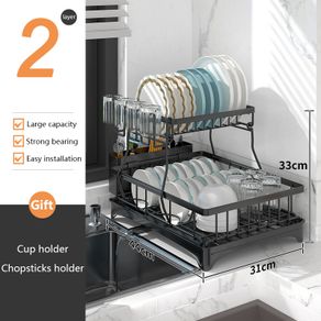 Dish And Bowl Drying Rack For Kitchen, Dish Drainer, Dish Drying Rack Over  The Sink, Adjustable Dish Drying Rack, 2 Tier No-installation Holder, For  Storage Of Plates, Bakeware, Tableware And Chopsticks, Kitchen