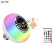 DONWEI E27 RGB Bluetooth Speaker LED Bulb Light 12W Music Playing Dimmable Smart Wireless Led Lamp with Remote Control