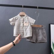Boys Summer Suit 2021 Baby Fashionable Western Style Short-Sleeved Shorts Two-Piece Children Influencer Handsome Cloth