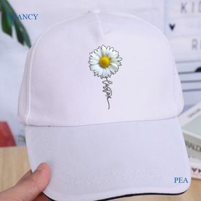 Fancyqube Fashion Summer Flower Daisy Hat Unisex Adjustable Polyester Korean Black White