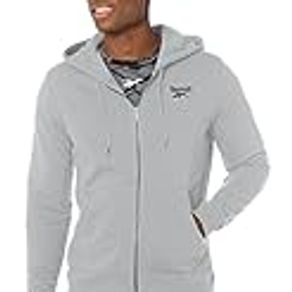 Reebok Men's Standard Full-Zip Hoodie, Pure Grey/Black Small Logo, Medium