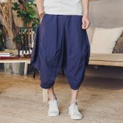 Men's Wide Crotch Harem Pants Men Pants Loose Large Cropped Trousers Wide-legged Bloomers Chinese Style Men Baggy Pants 2022