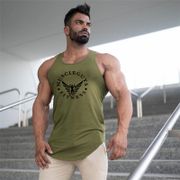 Muscleguys Brand Men Gym Clothing Bodybuilding Stringer Tank Top Men Fitness Singlet Sleeveless Shirt Solid Cotton Muscle Vest