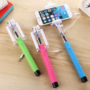 Universal Selfie stick Mini Extendable Handheld Rotatable Wired Automatic Selfie Stick Folding Portable Plug-Play Phone Clip