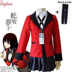 Anime Kakegurui Jabami Yumeko Cosplay Costume Japanese Red Full