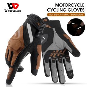 WEST BIKING Motorcycle Gloves Men Bicycle Cycling Shockproof Full Finger Gloves Anti-drop Touch Screen MTB Road Sports Gloves