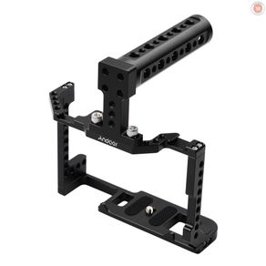Andoer Camera Cage + Top Handle Kit Aluminum Alloy with Dual Cold Shoe Mount 1/4 Inch Screw Compatible with  EOS 90D/80D/70D DSLR Camera
