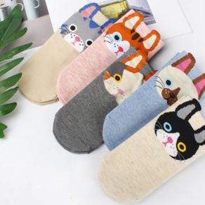 5pairs/lot Cute Harajuku Animal Socks Women Korean 3D Cartoon Cat Bear Rabbit Funny Low Cut Ankle Happy Sock Calcetines